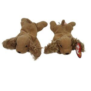Lot Of 2 Ty Teenie Beanie Babies Spunky Cocker Spaniel Dog Plush Stuffed Animal